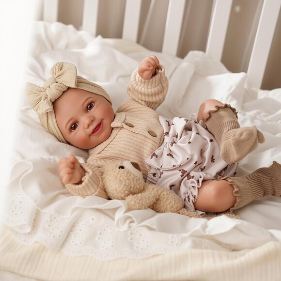 🆕17inch Soft Cloth Body Newborn Baby Poseable Limbs with Complete Accessories - Picture 5 of 9